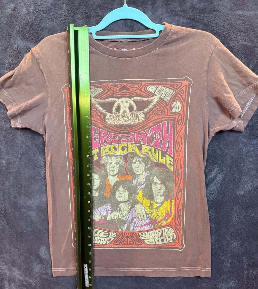 Aerosmith Let Rock Rule Tour Concert T-Shirt Brown Graphic